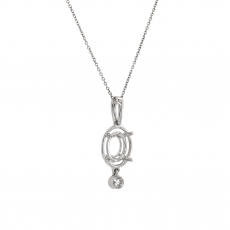 Oval 8x6mm Pendant Semi Mount in 14K White Gold With Diamond Accents (Chain Not Included) (PD1012)