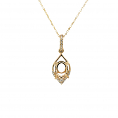 Oval 8x6mm Pendant Semi Mount in 14K Yellow Gold With Diamond Accents (Chain Not Included)
