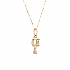 Oval 8x6mm Pendant Semi Mount in 14K Yellow Gold With Diamond Accents (Chain Not Included) (PD1012)