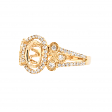 Oval 8x6mm Ring Semi Mount In 14K Gold With White Diamonds(RG1959)