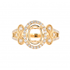 Oval 8x6mm Ring Semi Mount In 14K Gold With White Diamonds(RG1959)