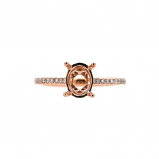 Oval 8x6mm Ring Semi Mount in 14K Rose Gold with Accent Diamonds (RG0528)