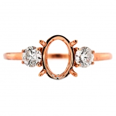 Oval 8x6mm Ring Semi Mount in 14K Rose Gold with White Diamonds (RG2903)