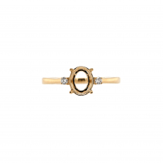 Oval 8x6mm Ring Semi Mount in 14K Yellow Gold with Accent Diamonds