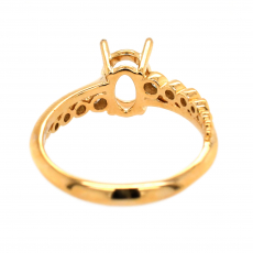 Oval 8x6mm Ring Semi Mount in 14K Yellow Gold with White DIamonds (RG1416)