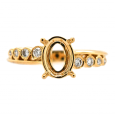 Oval 8x6mm Ring Semi Mount in 14K Yellow Gold with White DIamonds (RG1416)