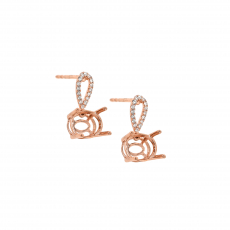Oval 9x7mm Earring Semi Mount in 14K Rose Gold with Accent Diamonds (ER2009)