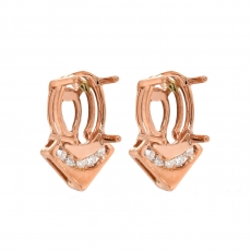 Oval 9x7mm Earring Semi Mount in 14K Rose Gold with White Diamonds