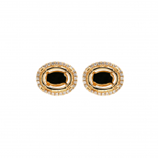 Oval 9x7mm Earring Semi Mount in 14K Yellow Gold with Accent Diamonds (447293)