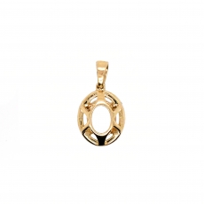 Oval 9x7mm Pendant Semi Mount in 14K Gold With White Diamonds (PSHO397)