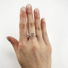 Oval 9x7mm Ring Semi Mount in 14K Dual Tone (White/Rose Gold) With White Diamonds (RG0168)