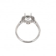 Oval 9x7mm Ring Semi Mount in 14K White Gold with Accent Diamonds (RG3437)