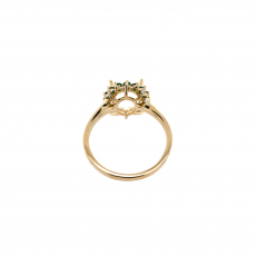 Oval 9x7mm Ring Semi Mount in 14K Yellow Gold with Accent Emeralds