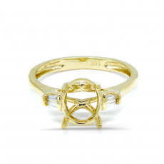 Oval 9x7mm Ring Semi Mount in 14K Yellow Gold with Diamond Accents