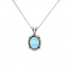 Oval Swiss Blue Topaz 4.18 Carat  Pendant in 14K White Gold  ( Chain Not Included )
