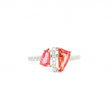 Padparadscha Sapphire Fancy Shape 2.57 Carat Ring With Diamond Accent In Dual Tone(White/Rose) Gold