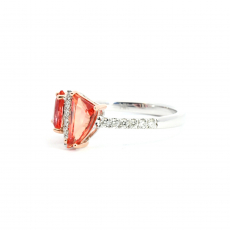 Padparadscha Sapphire Fancy Shape 2.57 Carat Ring With Diamond Accent In Dual Tone(White/Rose) Gold