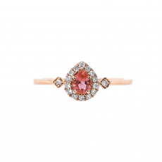Padparadscha Sapphire Pear Shape 0.35 Carat Ring with Accent Diamonds in 14K Rose Gold