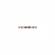 Padparadscha Sapphire Round 0.23 Carat Ring Band In 14k White Gold With Accent Diamonds (rg4897)