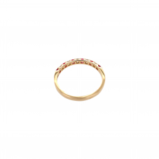 Padparadscha Sapphire Round 0.23 Carat Ring Band In 14k Yellow Gold With Accent Diamonds (rg4897)
