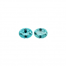 Paraiba Color Apatite Oval 10x8mm Matching Pair Approximately 5.20 Carat