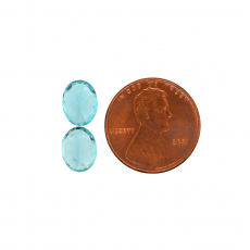 Paraiba Color Apatite Oval 9x7mm Matching Pair Approximately 3.75 Carat