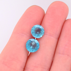 Paraiba Color Apatite Round 8mm Matching Pair Approximately 3.65 Carat