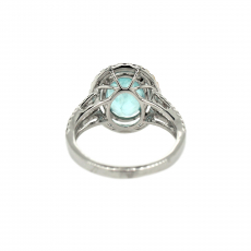 Paraiba Color Tourmaline Oval 3.75 Carat Ring With Diamond Accent in 14K White Gold