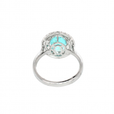 Paraiba Tourmaline Oval 2.30 Carat With Diamond Accent Ring in 14K White Gold