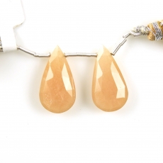 Peach Moonstone Drops Almond Shape 23x12mm Drilled Beads Matching Pair