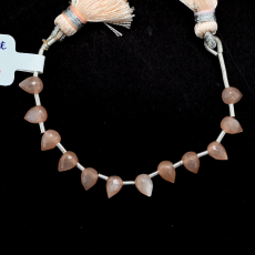 Peach Moonstone Drops Briolette Shape 7x5mm Drilled Beads 12 Pieces Line