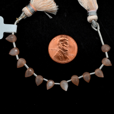 Peach Moonstone Drops Briolette Shape 7x5mm Drilled Beads 12 Pieces Line