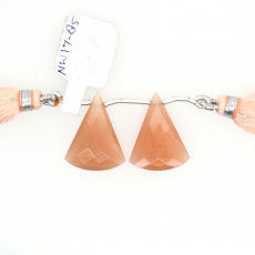 Peach Moonstone Drops Conical Shape 22x17mm Drilled Bead Matching Pair