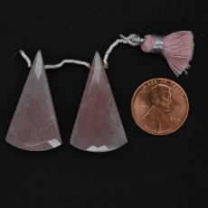 Peach Moonstone Drops Conical Shape 33x17mm Drilled Beads Matching Pair