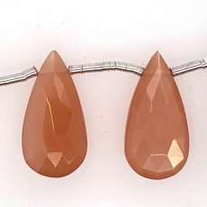 Peach Moonstone DropsnAlmond Shape 20x10mm Drilled Beads Matching Pair