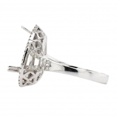 Pear 14x8mm Ring Semi Mount In 14K White Gold With White Diamonds