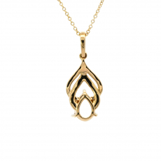 Pear 7x5mm Pendant Semi Mount In 14K Yellow Gold With Diamond Accents (Chain Not Included)