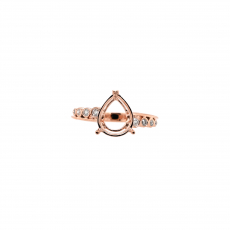 Pear Shape 10x8mm Ring Semi Mount in 14K Rose Gold With Diamond Accents (RG1460)