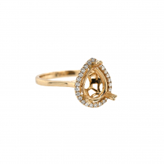 Pear Shape 10x8mm Ring Semi Mount in14K  Yellow Gold With Accent Diamonds ( RG1462)