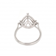 Pear Shape 11.5X8mm Ring Semi Mount in 14K White Gold With White Diamonds (RG1374)