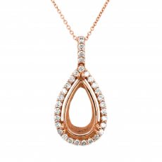 Pear Shape 16x9.6mm Pendant Semi Mount in 14k Rose Gold With White Diamonds (CHR-16678)