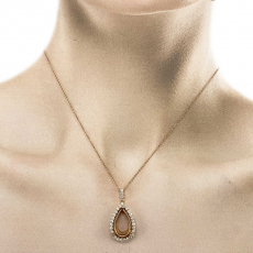 Pear Shape 16x9.6mm Pendant Semi Mount in 14k Rose Gold With White Diamonds (CHR-16678)
