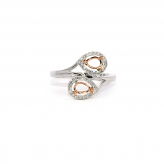 Pear Shape 5.5x4mm Ring Semi Mount In 14K Dual Tone (White/Rose) Gold with Diamond Accents