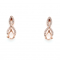 Pear Shape 6x4mm Earring Semi Mount in 14K Rose Gold with Accent Diamonds(ER1850)