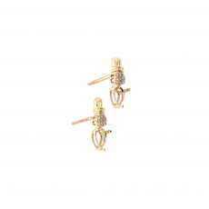 Pear Shape 6x4mm Earring Semi Mount in 14K Yellow Gold with Accent Diamonds (ER3011)