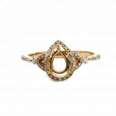 Pear Shape 6x4mm Ring Semi Mount in 14K Yellow Gold with Diamond Accents
