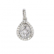 Pear Shape 7x5mm Pendant Semi Mount in 14K White Gold with Diamond Accents