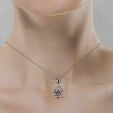 Pear Shape 8x6mm Pendant Semi Mount In 14K White Gold With Diamond Accents (Chain Not Included) (PD1821)