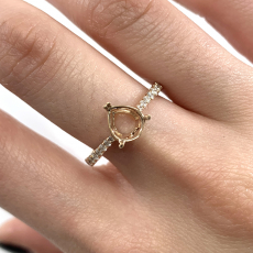 Pear Shape 8x6mm Ring Semi Mount in 14K Rose Gold with Accent Diamonds (RG3332)