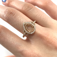 Pear Shape 9x6mm Ring Semi Mount in 14K Rose Gold with Accent Diamonds (RG2098)